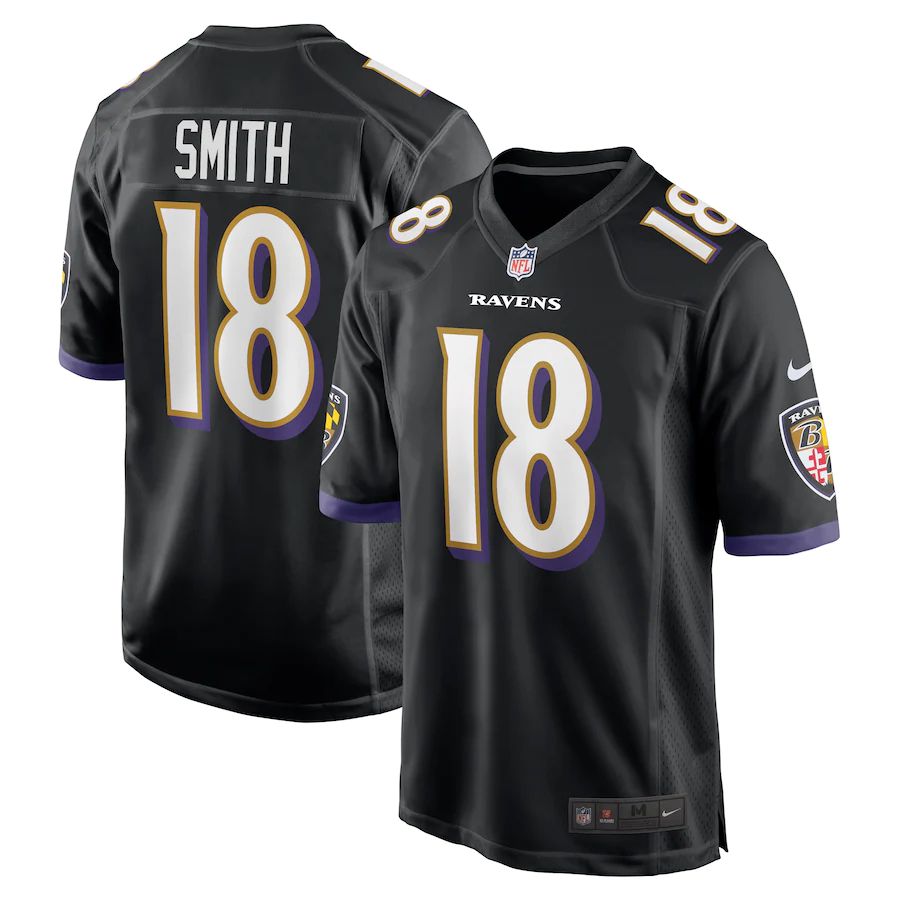 Men Baltimore Ravens 18 Roquan Smith Nike Black Alternate Game Player NFL Jersey